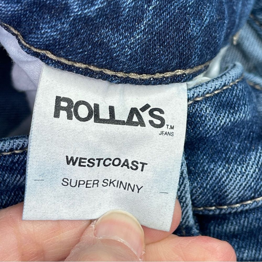 Rolla's Jeans Women’s 30 Blue Skinny High Rise Dark Wash Ripped - Picture 6 of 13